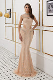 vigocouture-Champagne Mermaid Beaded Prom Dress 20276-Prom Dresses-vigocouture-Champagne-US2-