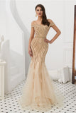 vigocouture-Champagne Mermaid Beaded Prom Dress 20284-Prom Dresses-vigocouture-Champagne-US2-