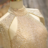 vigocouture-Champagne Mermaid Beaded Prom Dress 20289-Prom Dresses-vigocouture-