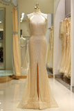 vigocouture-Champagne Mermaid Beaded Prom Dress 20289-Prom Dresses-vigocouture-Champagne-US2-