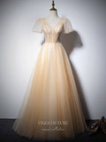 vigocouture-Champagne Sparkly Tulle Prom Dresses Beaded Formal Dresses 21058-Prom Dresses-vigocouture-Champagne-Custom Size-