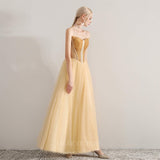vigocouture-Champagne Strapless Prom Dress 20700-Prom Dresses-vigocouture-