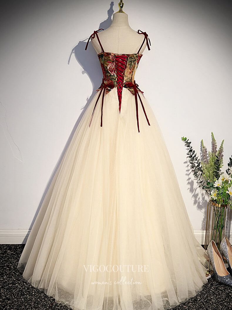 vigocouture-Champagne Tulle Prom Dresses Removable Sleeve Formal Dresses 21440-Prom Dresses-vigocouture-