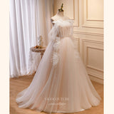 Champagne Tulle Prom Dresses Spaghetti Strap Formal Gown 21867-Prom Dresses-vigocouture-Champagne-US2-vigocouture