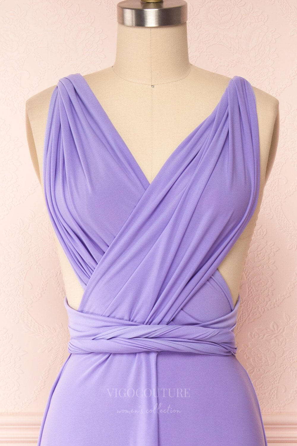 vigocouture-Convertible Bridesmaid Dress Stretchable Woven Dress Pleated Prom Dress Multiway Dress 20860-Lavender-Prom Dresses-vigocouture-