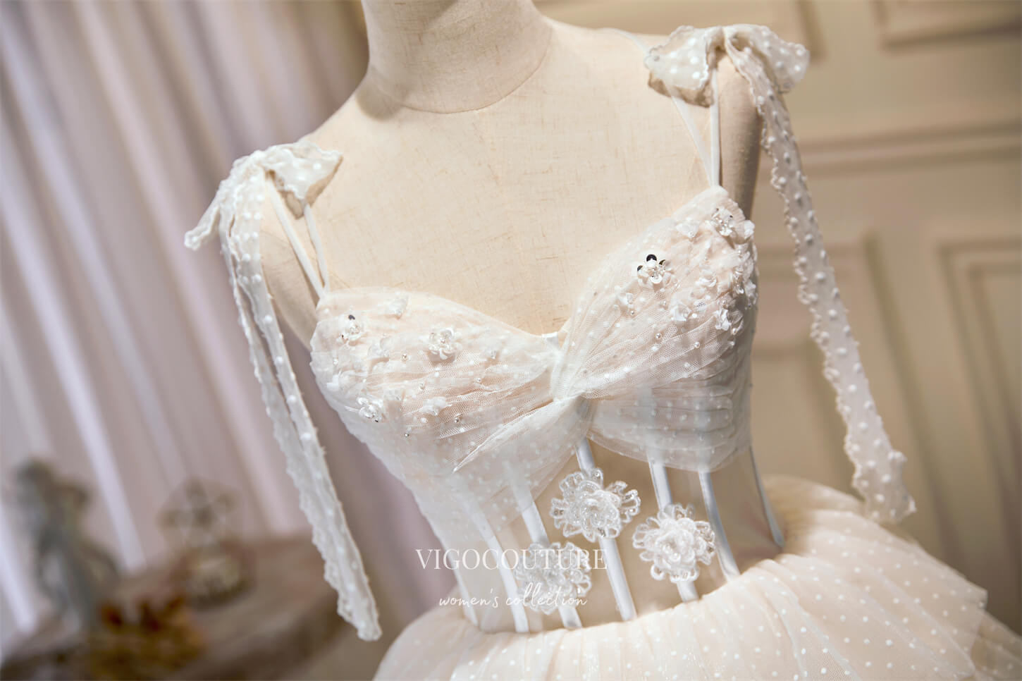 vigocouture-Cute Lace Applique Hoco Dresses Spaghetti Strap Homecoming Dresses hc234-Prom Dresses-vigocouture-