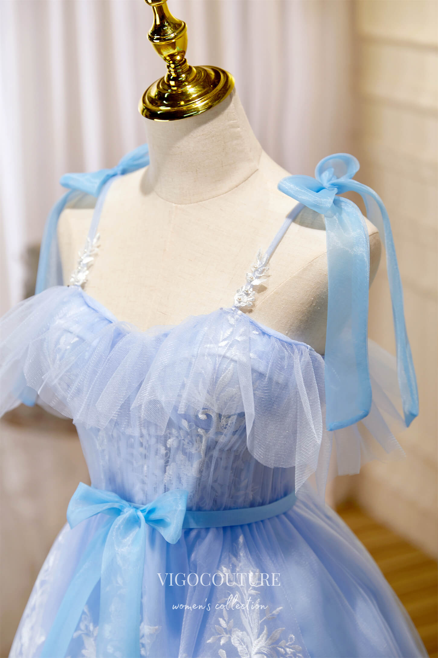 vigocouture-Cute Lace Applique Hoco Dresses Spaghetti Strap Homecoming Dresses hc235-Prom Dresses-vigocouture-