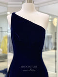 vigocouture-Dark Blue Mermaid Layered Ruffle Prom Dresses One Shoulder Evening Dress 21685-Prom Dresses-vigocouture-