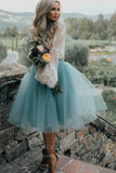 vigocouture-Dusty Blue Lace Homecoming Dress Long Sleeve Hoco Dress hc009-Prom Dresses-vigocouture-Dusty Blue-US2-