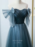vigocouture-Dusty Blue Prom Dresses Beaded Tulle Formal Dresses 21444-Prom Dresses-vigocouture-