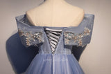 vigocouture-Dusty Blue Quinceañera Dresses Off the Shoulder Ball Gown 20457-Prom Dresses-vigocouture-