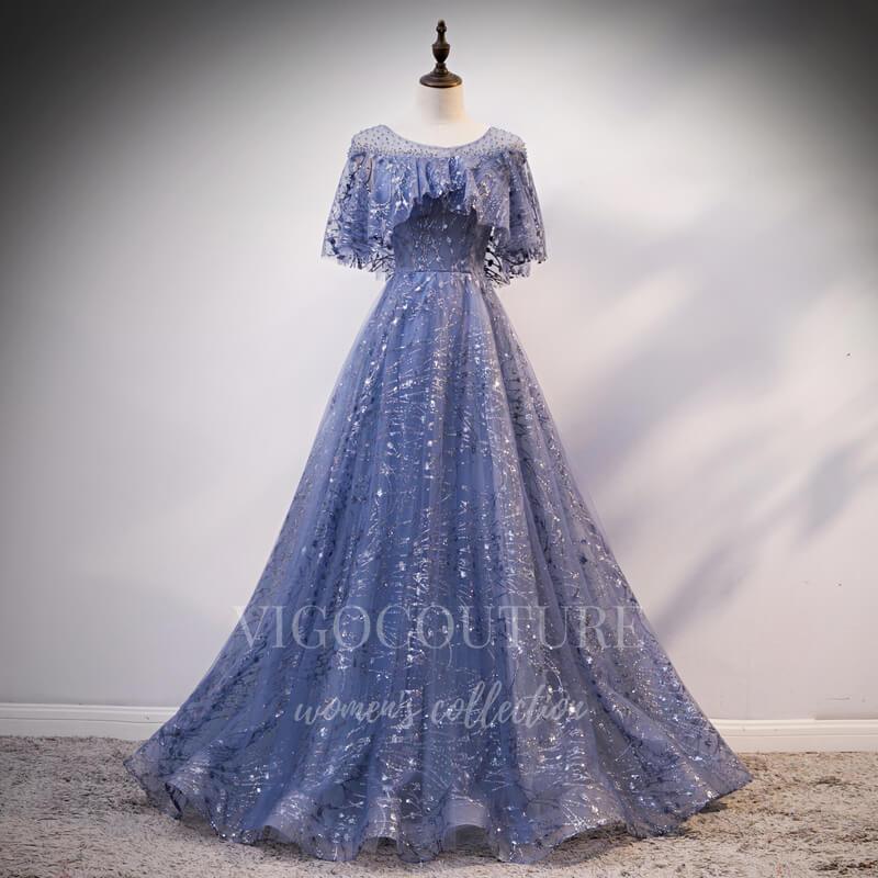 Sexy Dusty Blue Long Off-the-shoulder High Split Prom Dresses – Ballbella