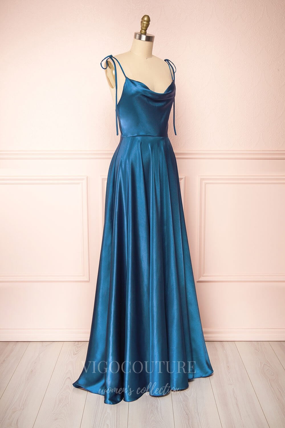 vigocouture-Dusty Pink Spaghetti Strap Prom Dress 20578-Prom Dresses-vigocouture-