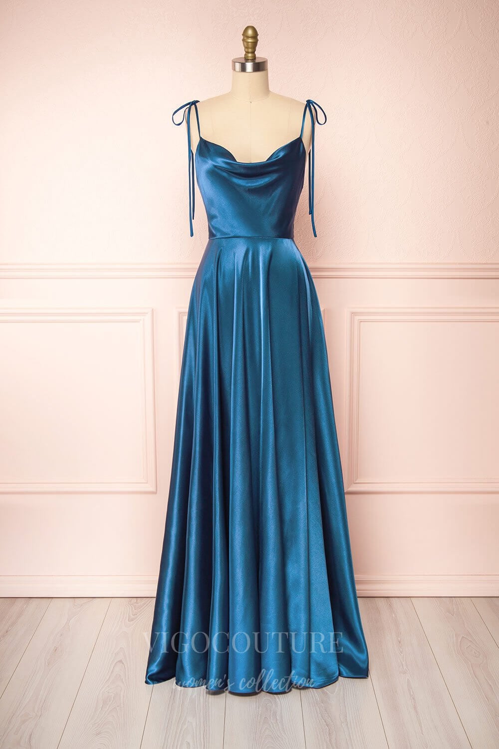 vigocouture-Dusty Pink Spaghetti Strap Prom Dress 20578-Prom Dresses-vigocouture-Blue-US2-