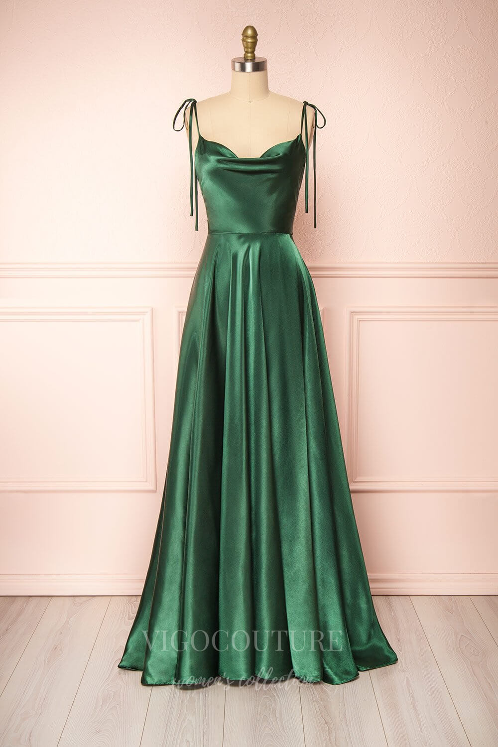 vigocouture-Dusty Pink Spaghetti Strap Prom Dress 20578-Prom Dresses-vigocouture-Green-US2-