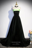 Elegant Black Strapless Velvet Prom Dress 22267-Prom Dresses-vigocouture-Black-Custom Size-vigocouture