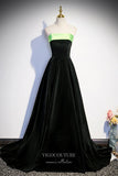 Elegant Black Strapless Velvet Prom Dress 22267-Prom Dresses-vigocouture-Black-Custom Size-vigocouture