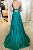 Elegant Green Spaghetti Strap Prom Dress with Sequin Bodice and Chiffon Bottom 22198-Prom Dresses-vigocouture-Green-Custom Size-vigocouture