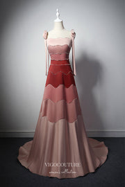 Elegant Splice Gradient Satin Prom Dress with Spaghetti Strap 22325