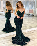vigocouture-Emerald Green Sequin Prom Dresses Mermaid Evening Dress 21693-Prom Dresses-vigocouture-