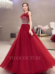 Feather Evening Dress Boatneck Beaded Prom Dresses 20110
