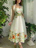 vigocouture-Floral Hoco Dresses Spaghetti Strap Maxi Dresses hc163-Prom Dresses-vigocouture-Ivory-US2-