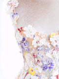 Floral Lace Applique Prom Dresses Spaghetti Strap Formal Dress 22045-Prom Dresses-vigocouture-As Pictured-Custom Size-vigocouture