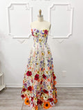 Floral Lace Applique Prom Dresses Strapless Formal Dress 22044