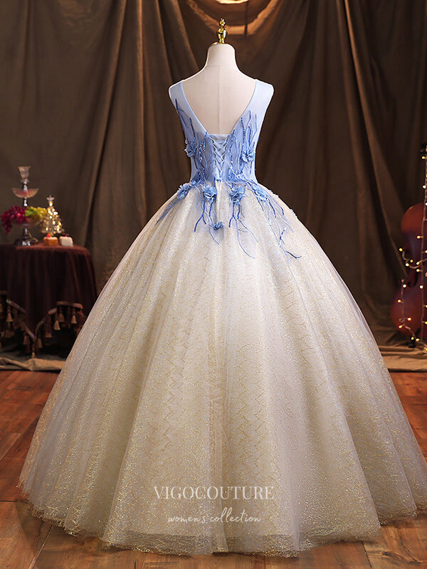 vigocouture-Floral Quinceanera Dresses Sparkly Tulle Sweet 15 Dresses 21381-Prom Dresses-vigocouture-