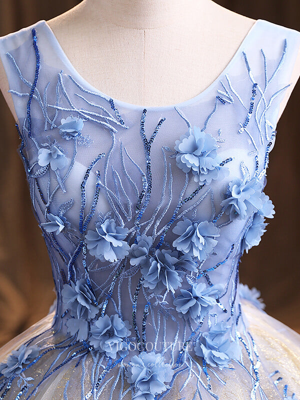 vigocouture-Floral Quinceanera Dresses Sparkly Tulle Sweet 15 Dresses 21381-Prom Dresses-vigocouture-