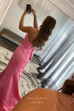 Fuchsia Satin Prom Dresses with Slit Mermaid Sweetheart Neck Evening Dress 21921-Prom Dresses-vigocouture-Fuchsia-US2-vigocouture