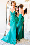 Fuchsia Satin Prom Dresses with Slit Mermaid Sweetheart Neck Evening Dress 21921-Prom Dresses-vigocouture-Green-US2-vigocouture