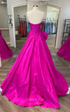 vigocouture-Fuchsia Strapless Prom Dresses Bow-Tie Evening Dress 21701-Prom Dresses-vigocouture-