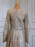 Geometric Lace Prom Dresses Long Sleeve Mother of the Bride Dresses 22069-Prom Dresses-vigocouture-Blue-US2-vigocouture