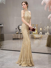 Gold Mermaid Beaded Prom Dress 20252