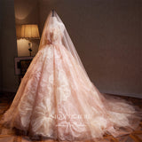 Gorgeous Floral Lace Wedding Ball Gown Strapless Quinceanera Dress 22314-Prom Dresses-vigocouture-Blush-US2-vigocouture