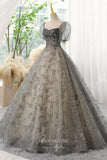 Gorgeous Sequin Lace Applique Prom Dress with Puffed Sleeve 22288-Prom Dresses-vigocouture-Grey-Custom Size-vigocouture