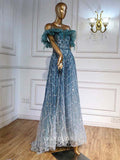 vigocouture-Gradient Beaded Formal Dresses Off the Shoulder Evening Dresses 21531-Prom Dresses-vigocouture-