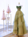 vigocouture-Green Bow-Tie Prom Dresses Beaded Strapless Formal Dresses 21179-Prom Dresses-vigocouture-