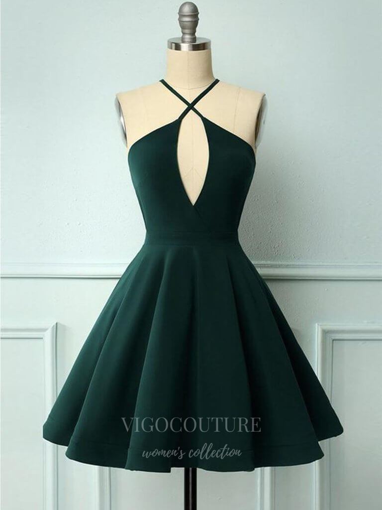 vigocouture-Green Homecoming Dress Spaghetti Strap Hoco Dress hc048-Prom Dresses-vigocouture-Green-US2-