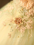vigocouture-Green Lace Applique Quinceanera Dresses Long Sleeve Sweet 16 Dresses 21400-Prom Dresses-vigocouture-