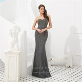 vigocouture-Grey Beaded Mermaid Removable Cape Prom Dress 20283-Prom Dresses-vigocouture-