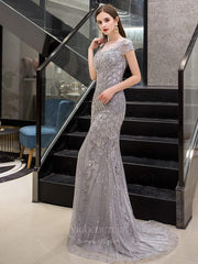 Grey Mermaid Beaded Prom Dress 20251