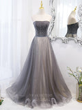 vigocouture-Grey Removable Beaded Tulle Prom Dress 20887-Prom Dresses-vigocouture-