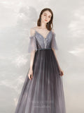 vigocouture-Grey Spaghetti Strap Prom Dress 20696-Prom Dresses-vigocouture-