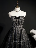 vigocouture-Grey Sparkly Lace Homecoming Dresses Strapless Dama Dresses hc116-Prom Dresses-vigocouture-