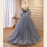 Grey Tulle Prom Dresses Spaghetti Strap Formal Gown 21869-Prom Dresses-vigocouture-Grey-US2-vigocouture