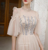 vigocouture-Half Sleeve High Neck Prom Dress 20245-Prom Dresses-vigocouture-