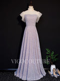 vigocouture-High Neck Mauve Prom Dresses A-line Short Sleeve Prom Gown 20280-Prom Dresses-vigocouture-Mauve-US2-