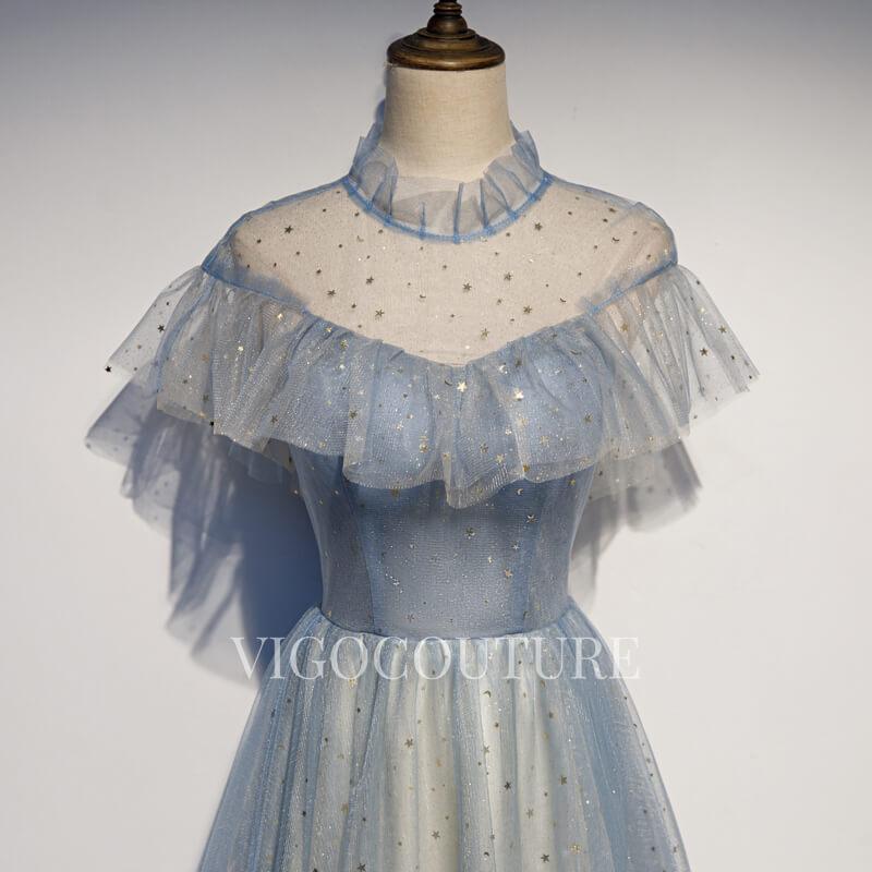 vigocouture-High Neck Ruffled Prom Dresses A-line Prom Gown 20291-Prom Dresses-vigocouture-